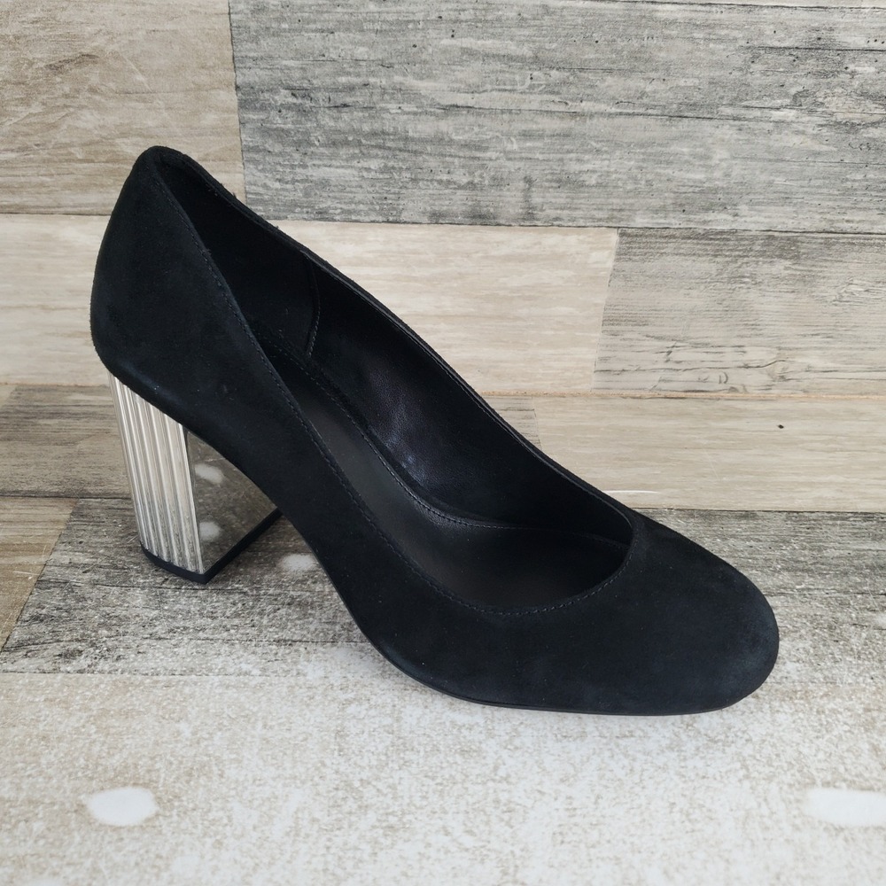 Michael Kors Porter Flex Womens Pumps Sz 6 M Black Suede Slip On Block Heel